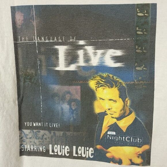 Louie Louie Cordero T Shirt Vintage 90s Live Night Club Las Vegas Hilton Mens XL - Picture 4 of 6